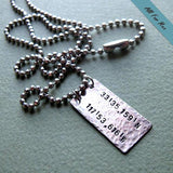 Latitude Longitude Necklace for Men - GPS Coordinates Pendant