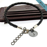 Leather Braided Bracelet with Name Charm