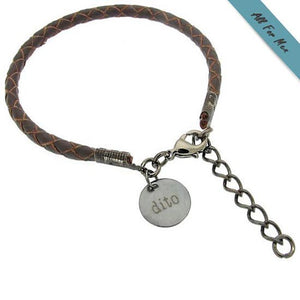 Leather Braided Bracelet with Name Charm