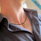 Coordinates Leather Mens Necklace - Personalized Gift for Men
