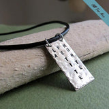Coordinates Leather Mens Necklace - Personalized Gift for Men