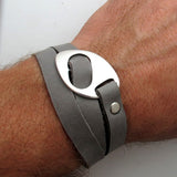 Geometric Leather Bracelet for Men, Handmade Gift for Him