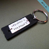 Longitude Latitude Keychain - Two Side Engraved Keychain