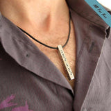 Latitude Longitude Bar Necklace for Him - GPS engraved Pendant
