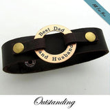 Custom Mens Leather Bracelets -  Leather Cuff for Him