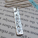 Mens Pendant Bar Necklace in Sterling Silver
