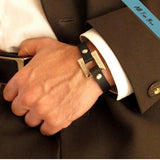 Elegant Mens Personalized Leather Bracelet - Gift for Him