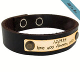 Personalized Nameplate Leather Cuff Bracelet - Great gifts