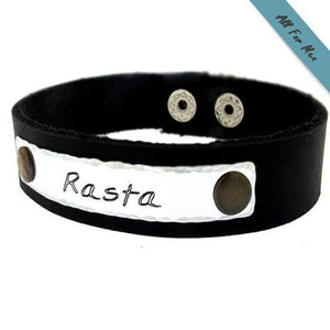 Personalized Nameplate Leather Cuff Bracelet - Great gifts