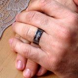 Oxidized Silver Sound Wave Ring, Personalized band