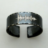 Oxidized Silver Sound Wave Ring, Personalized band
