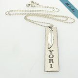 Personalized Nameplate Necklace with Feather