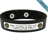 Personalized Anniversary Gift - Customized Leather Cuff Bracelet