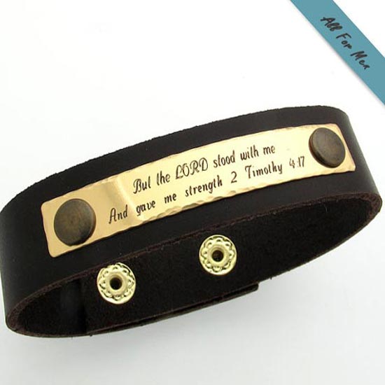 Personalized Anniversary Gift - Customized Leather Cuff Bracelet