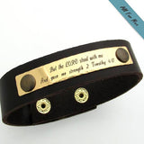 Personalized Anniversary Gift - Customized Leather Cuff Bracelet