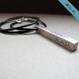 Personalized Bar Pendant Mens Necklace - Cool Gifts for Men