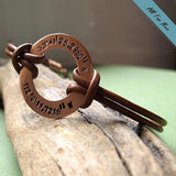 Personalized Brown Leather Bracelet - Adjustable Wristband