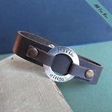 Personalized Cuff Bracelet - Mens Custom Leather Wrist Band