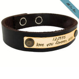 Engraving Ideas for Him  - Personalized Leather Bracelet - Groom Gift