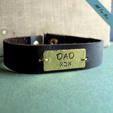 Personalized Leather Cuff for Dad - Custom Men Bracelet