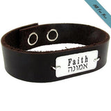 Mens Engraved Bracelets - Personalized Leather Cuff for Men