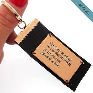 Personalized Leather Keychain for Him - Quote Keychain