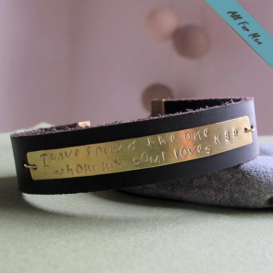 Personalized Leather Wristband for Men - Custom Mens Bracelet