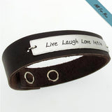 Personalized Mens Bracelet in Brown Leather