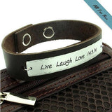 Personalized Mens Bracelet in Brown Leather