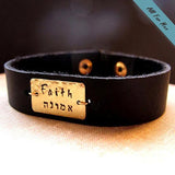 ID Leather Cuff Mens Bracelet - Personalized Gift for Men
