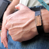 ID Leather Cuff Mens Bracelet - Personalized Gift for Men