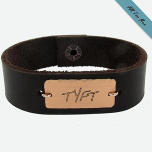 ID Leather Cuff Mens Bracelet - Personalized Gift for Men