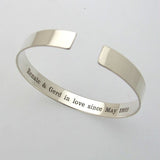 Personalized Mens Silver Cuff Bracelet, Custom Mens Bracelet