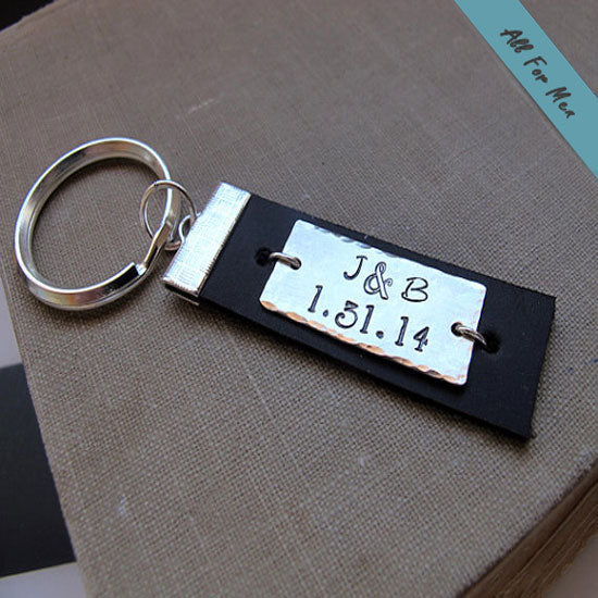 Personalized Leather Keychain, Customized Keychain, Engraved
