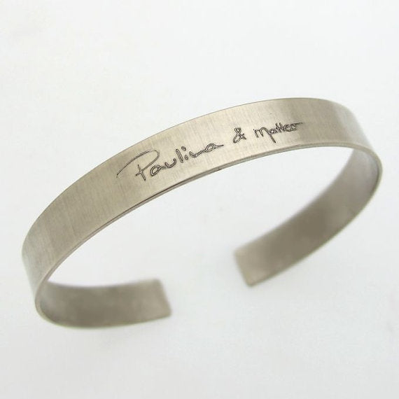 Personalized Signature Engraved Bracelet, Gift for Him