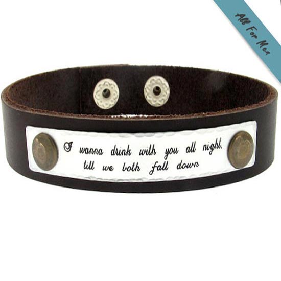 Quote Engraved Bracelet for Men Personalized Leather Cuff – All