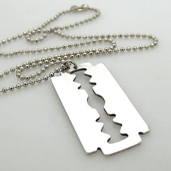 Razor Blade Necklace Personalized Razor Blade Pendant With 