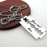 Razor Blade Personalized Necklace, Custom Necklace