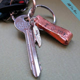 Retro Keychain with Feather for Men - Personalized Keychain