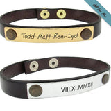 Roman Numerals Bracelet for Men - Customized Leather Cuff