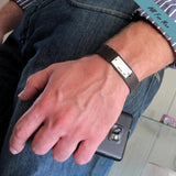 Roman Numeral Mens Bracelet - Personalized Leather Cuff