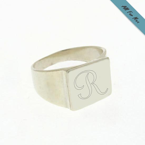 Getname Personalized Monogram Ring - Sterling Silver 925, Engraved Square Design, Custom Initials