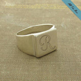 Personalized Square Signet - Sterling Silver Initial Ring for Me