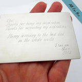 Engraved Text Wallet Insert Card in Silver for Men