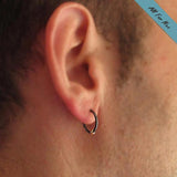 Small Black Hoop Earrings with Gold Bead for Men