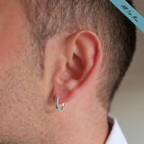 Single Sterling Silver Oval Earring for Men