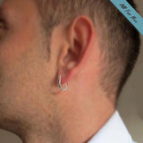 Single Sterling Silver Oval Earring for Men
