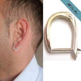 Single Sterling Silver Oval Earring for Men
