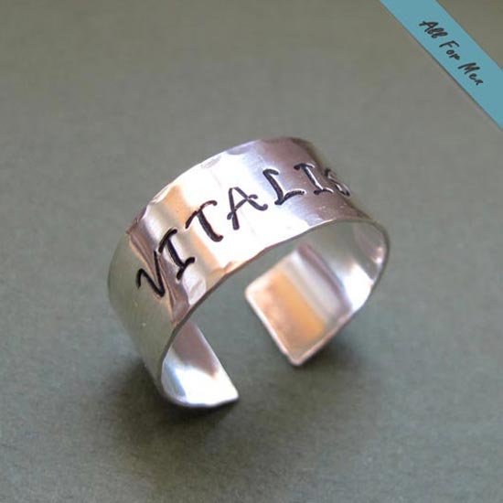 Sterling Silver Name Ring for Men - Personalized Band
