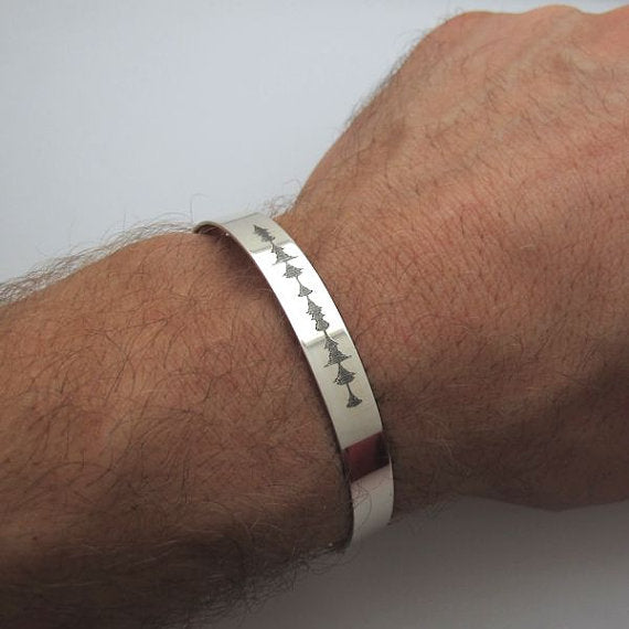 Custom Voice Wave Silver Bracelet, Oxidized silver – All-For-Men Custom Voice Wave Silver Bracelet, Oxidized silver – All-For-Men